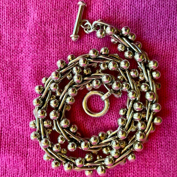 Sterling Silver Barbell Link Choker - Picture 11 of 16